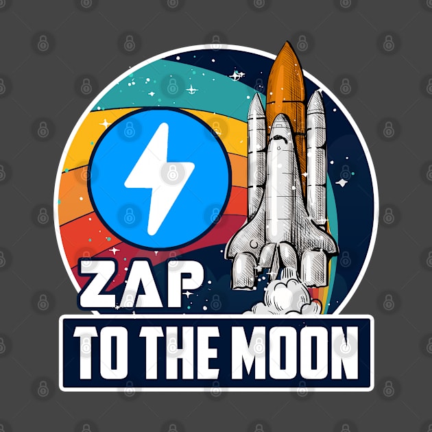 Zap Oracles to the Moon Digital Crypto BTC Retro Spaceship by TheBeardComic