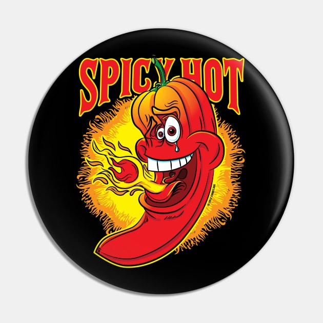 Spicy Flaming Red Hot Chil Pepper Pin by eShirtLabs