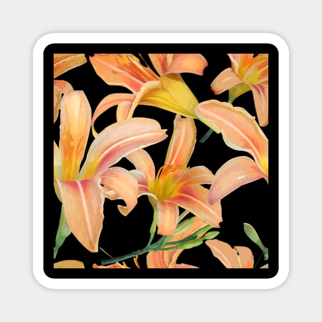 Tiger Lilies on Black Magnet by ArtticArlo