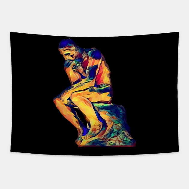 The Thinker Statue Polypaint Tapestry by jph