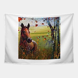 horse and birches Tapestry