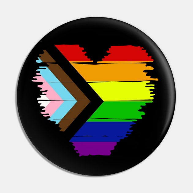 Progress Pride Rainbow Flag For Inclusivity Pin by PowderShot