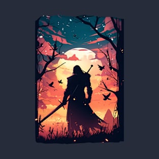 Solitary Hunter by the Setting Sun - Witcher T-Shirt