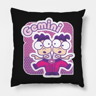 Gemini Colorful Zodiac Sign Cartoon May June Birthday Pillow