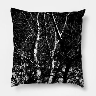 Winter trees bare branches black and white Pillow