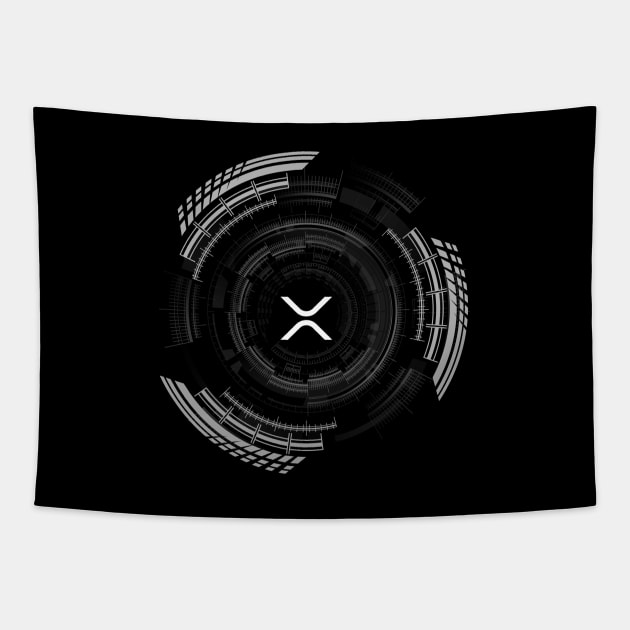 XRP Logo in Hi-Tech Sci-Fi Design Tapestry by cryptogeek