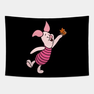 Little Pig with Awareness Ribbon Butterfly (Orange) Tapestry