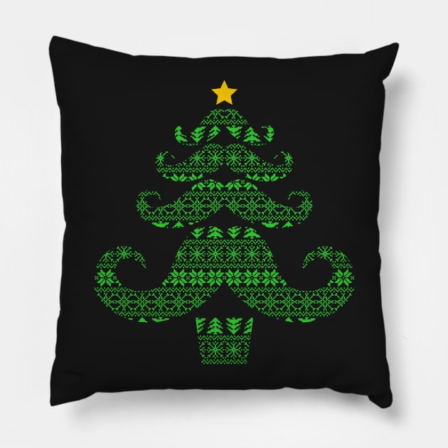 Manly Tree - Christmas Tree Mustache Pillow by chinoguin7