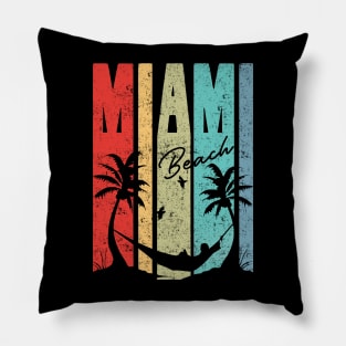 Miami summer beach vintage retro Pillow