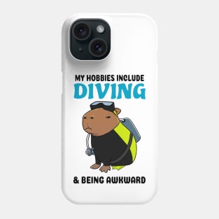 My hobbies include Diving and being awkward Capybara Phone Case