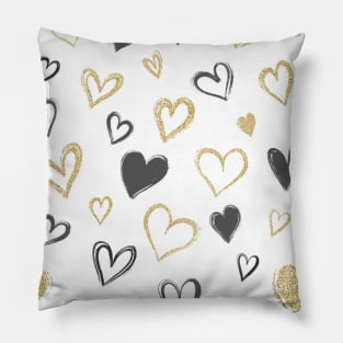 Black and Gold Hearts | Love | Abstract Hearts Pillow