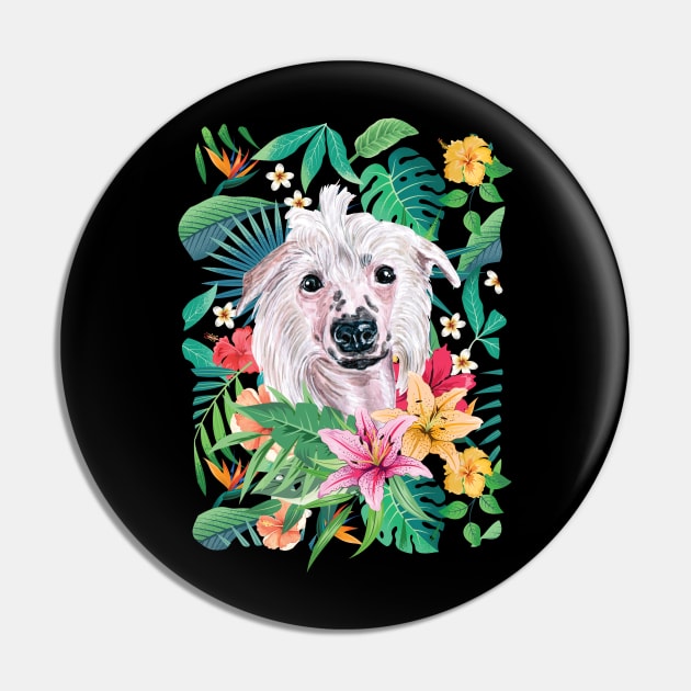 Tropical Chinese Crested Dog Pin by LulululuPainting