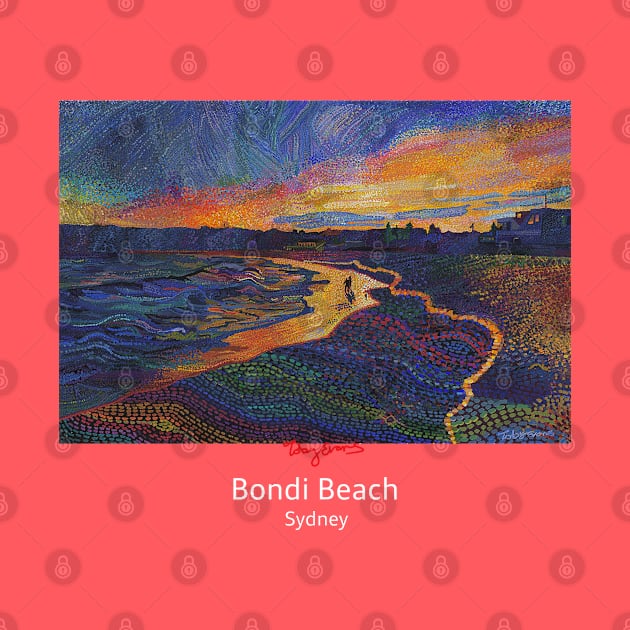 Bondi Beach Sunset - Dark T-shirts by tobycentreart