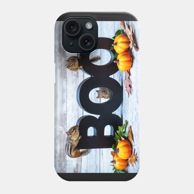 Chipmunks hang out on a Halloween sign Phone Case by iyd39