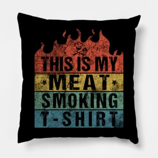 Mens Vintage This Is My Meat Smoking Shirt For a Funny BBQ Smoker Pillow