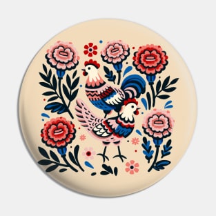 Chickens and Marigolds Pin