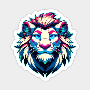 Cyberpunk Neon Furry Anthro Lion V2 Magnet