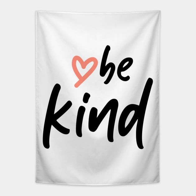 Be Kind Love Heart (Black) Tapestry by yoveon