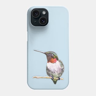 Ruby Throated Hummingbird 2 painting (no background) Phone Case