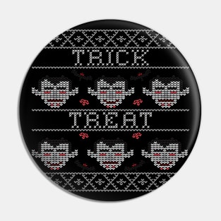 Trick Treat Vampire Faux Sweater Halloween Design Pin