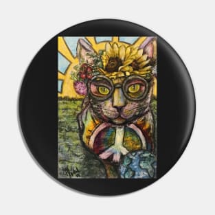 Peace, love, and happy hippy kitty Pin