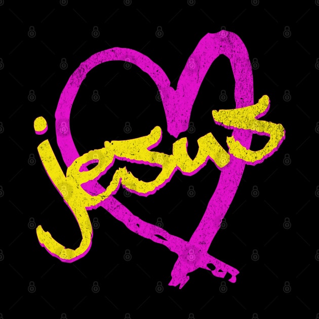 I Love Jesus Vintage 80's & 90's Yellow and Pink by Family journey with God