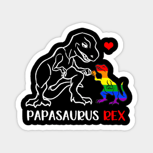 Papasaurus Rex T Rex Dinosaur Proud Dad LGBT Pride Magnet
