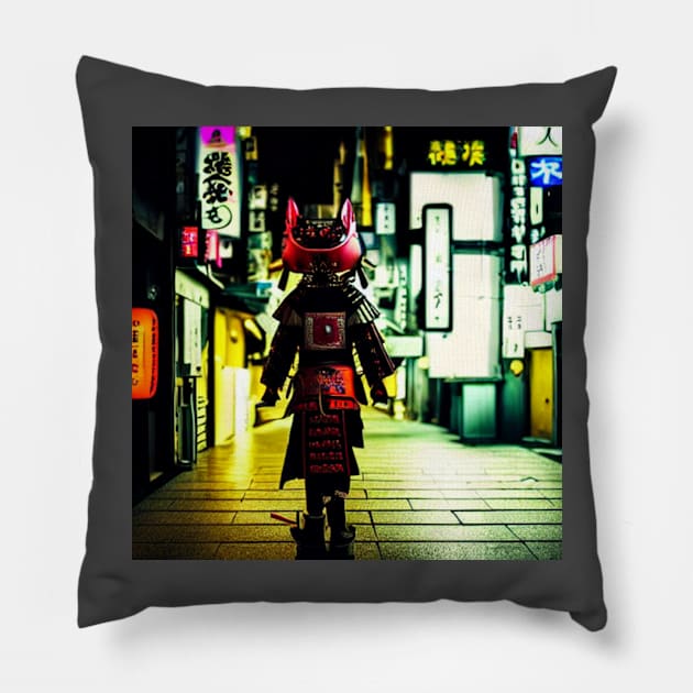 Samurai cat pink Spread Happiness with Our Manga-Inspired T-Shirt Collection Pillow by DigitalArtByPeleXα