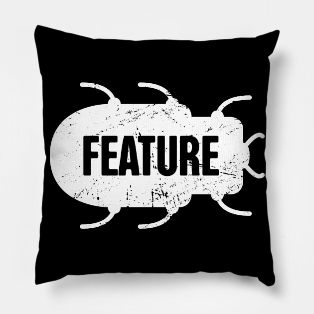 Feature Or Bug? - Funny CS Software Developer Design Pillow by Wizardmode