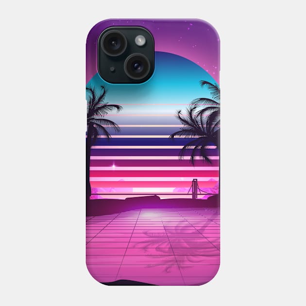 Dreamy Pink Sunset Retrowave Phone Case by edmproject