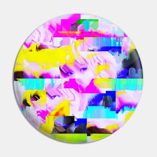 Anime Cosplay Girl Glitch Art Pin