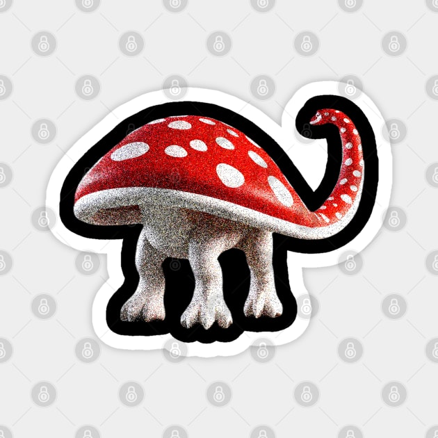 Red and White Mushroom Hat Brontosaurus A Simple Delight Magnet by Artistic Design