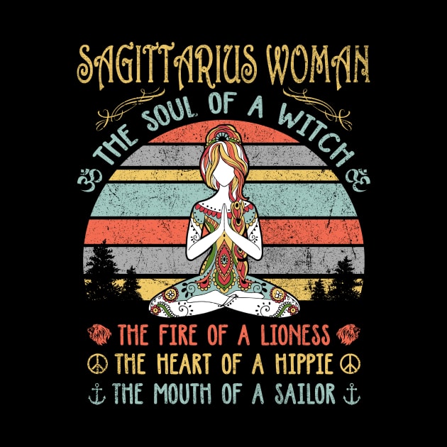 Sagittarius Woman The Soul Of A Witch Vintage Yoga Birthday Gift by Shops PR