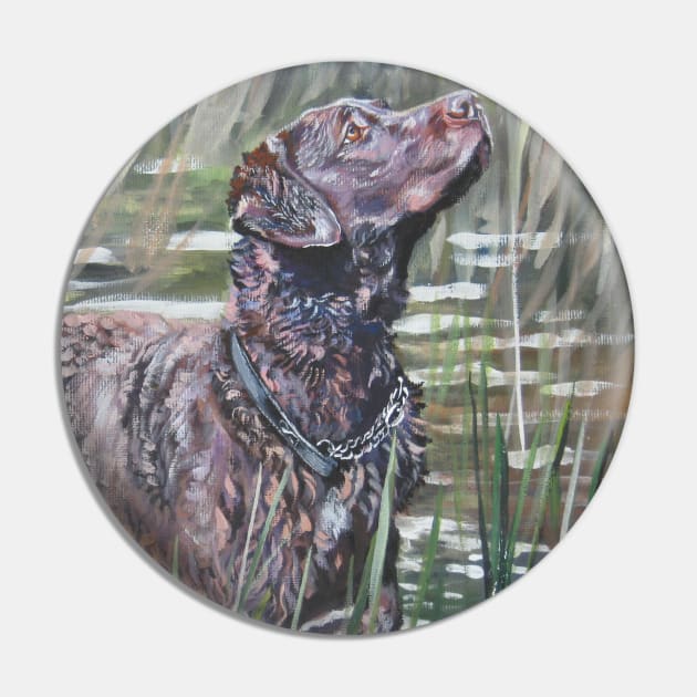 Chesapeake Bay Retriever Fine Art Painting Pin by LASHEPARD