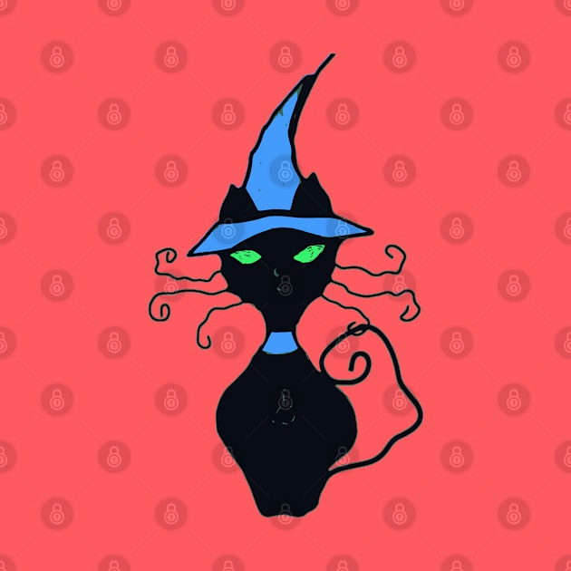 Witch Hat Black Cat Halloween by katmargoli