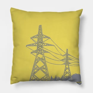 Electricity Pylons in Yellow and Grey Pillow