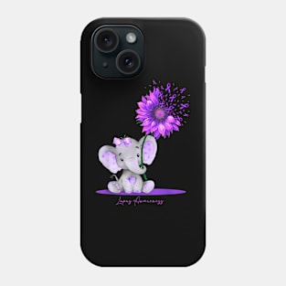 LUPUS AWARENESS Cute Elephant Sunflower Purple Ribbon Phone Case