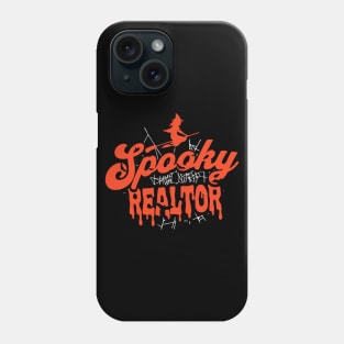 Cute Halloween Spooky Realtor Orange and Black Halloween Witch Real Estate Agent Phone Case