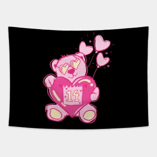 Teddy bear valentine with balloons Tapestry