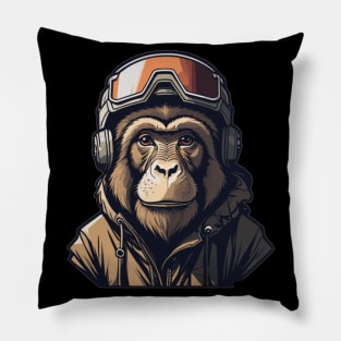 Monkey Wear Winter Sport. Pillow