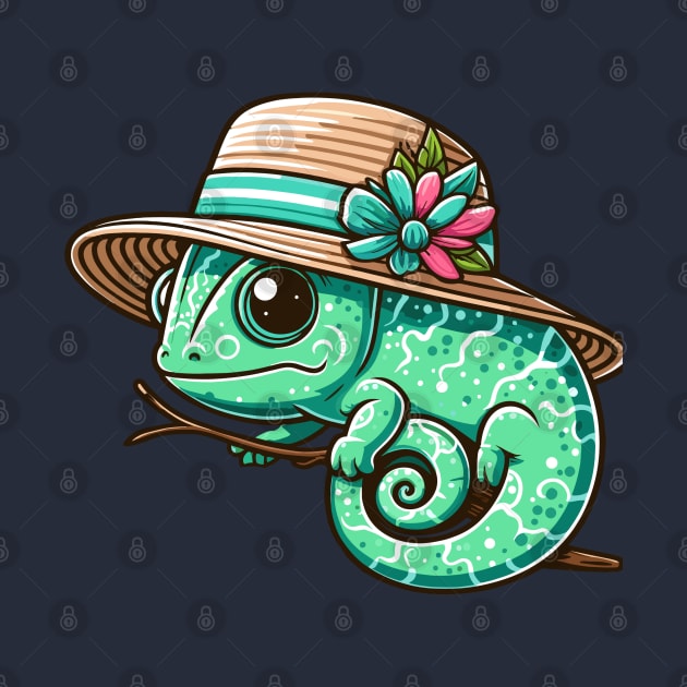 Stylish Chameleon with Hat by CreativeArtss