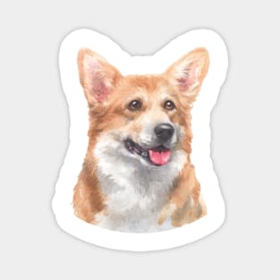 Happy Pembroke Welsh Corgi Watercolor Art Magnet