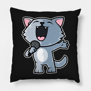 Cat Sing Karaoke Kids Kawaii Neko Anime print Pillow