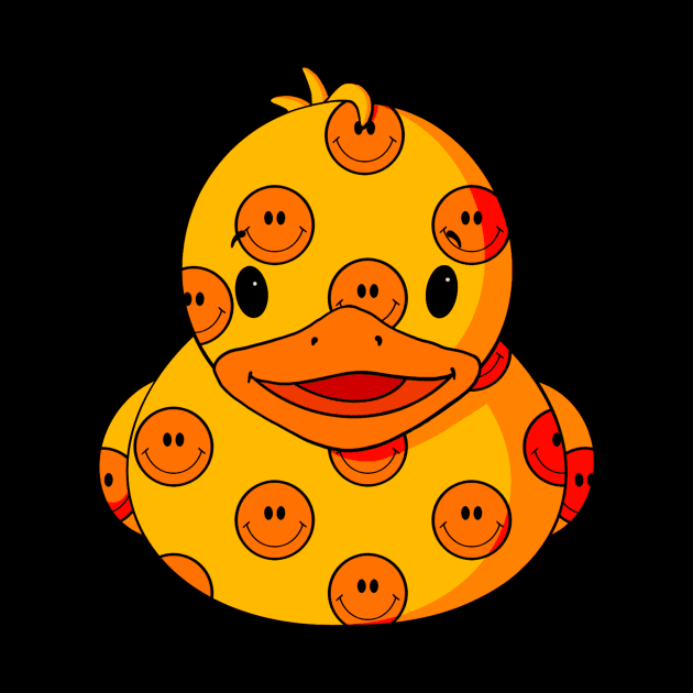 Smiley Face Pattern Rubber Duck by Alisha Ober Designs