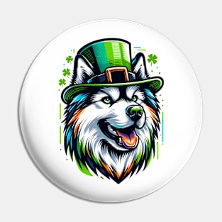 Alaskan Malamute in Saint Patrick's Day Celebration Pin