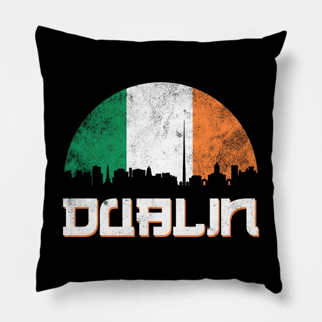 Dublin Skyline Ireland Flag Pillow by Mila46