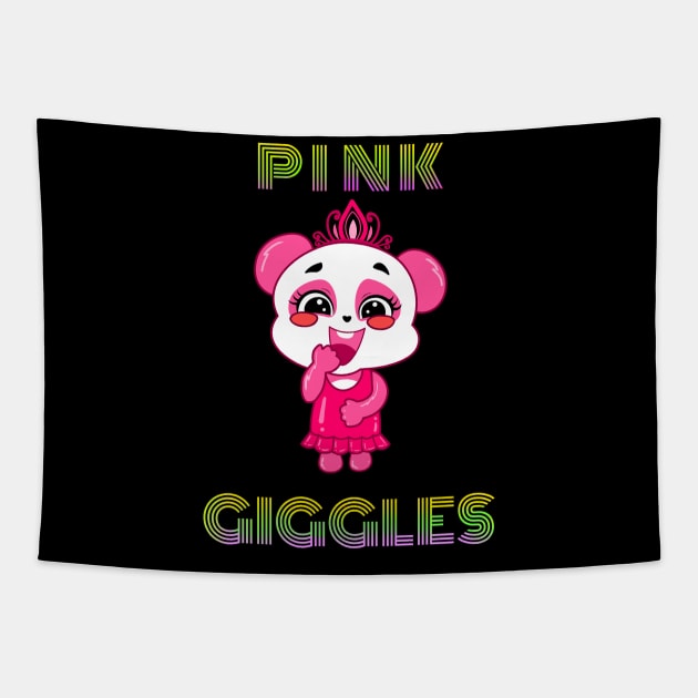 Panda Girl Pink Giggles Tapestry by RAWRTY ANIMALS