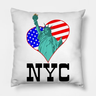 Statue of Liberty in the heart and NYC Pillow