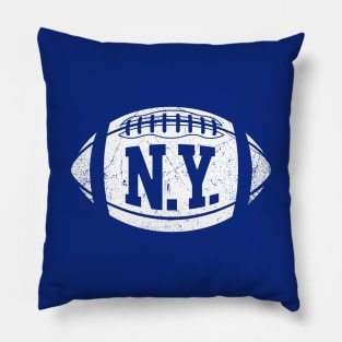 NY Retro Football - Blue Pillow