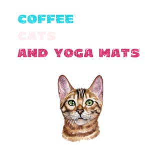 Coffee cats and yoga mats funny yoga and cat drawing T-Shirt